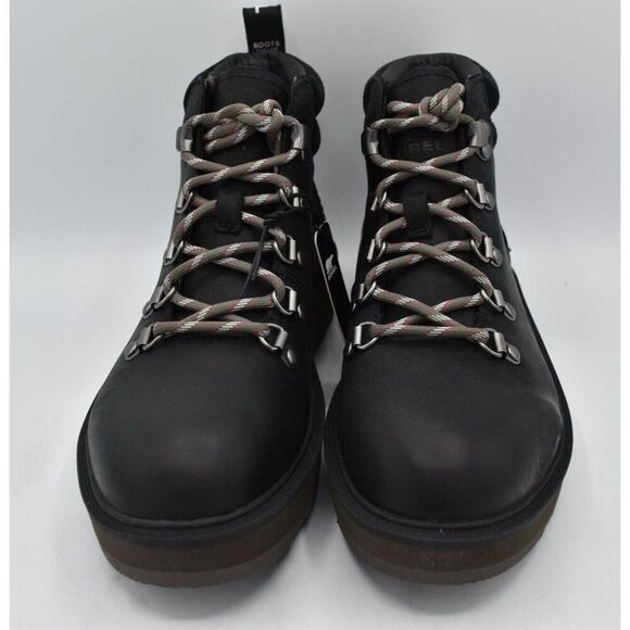 Sorel Womens Size 8.5 Hi Line Hiker Jet Black Waterproof Leather Lace Up Boots - Picture 2 of 12
